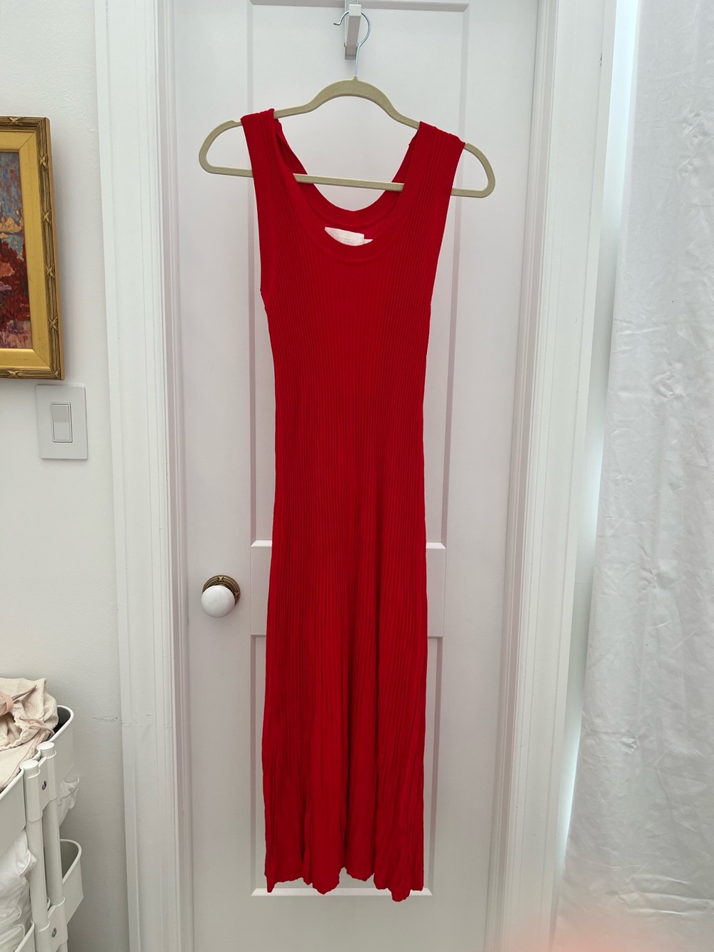 Wyeth Red Ribbed Long Dress with Matching Cardigan - Picture 3 of 8